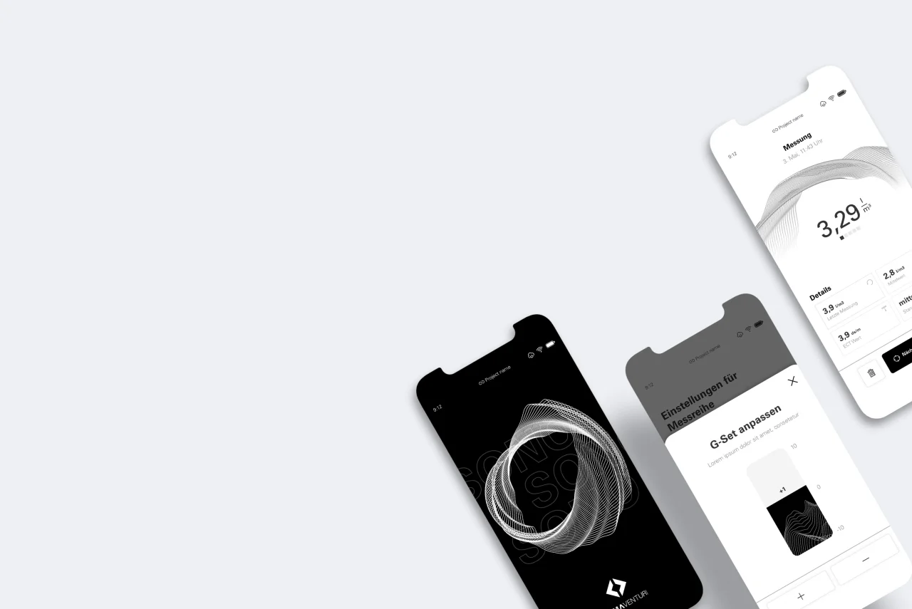 Mobile design mockup measuring interface for VemaVenturi.